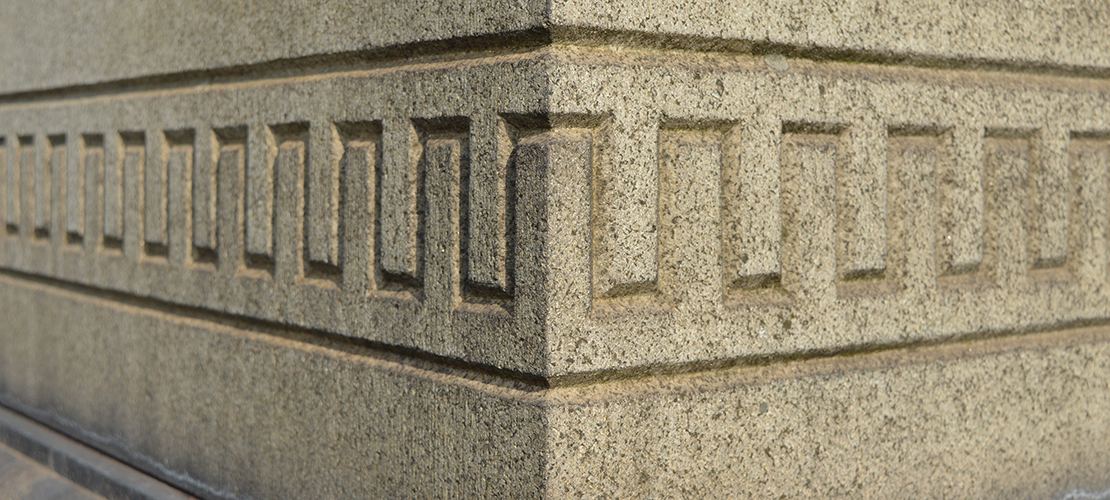 close up detail of stonework at Glasgow necropolis